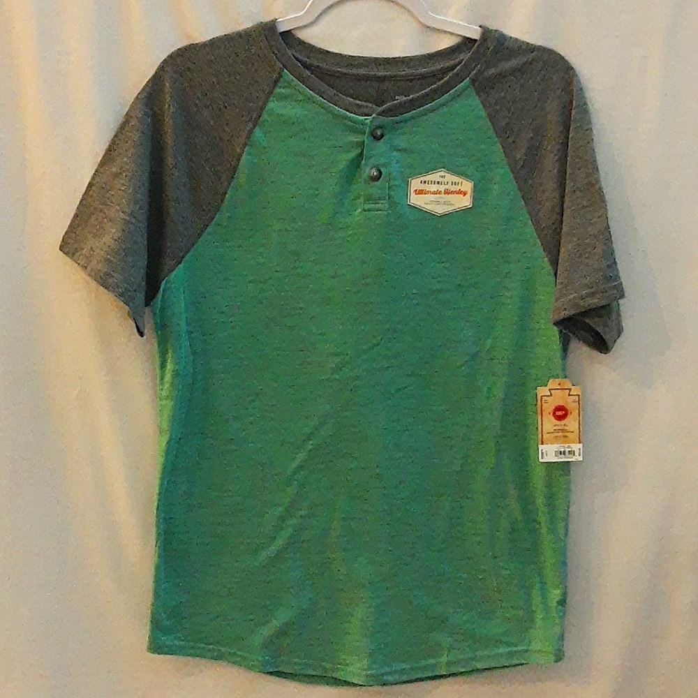 Urban Pipeline Awesomely Soft Ultimate Heathered Raglan Henley SS Tee, Men's S